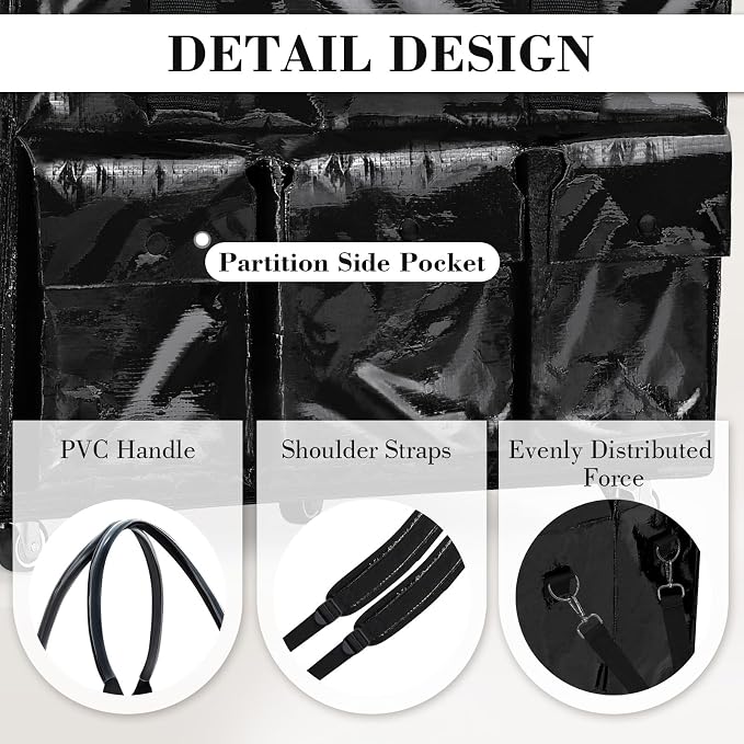 tobyto Reusable Grocery Bag on Wheels, 105L Foldable Rolling Tote, Shopping Trolley 66LBS Capacity - Water-Resistant for Laundry, Picnic, Storage & Travel