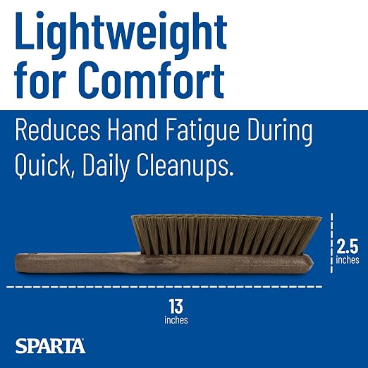 SPARTA 8 Inch Soft Counter Brush with Polyester Bristles and 5 Inch Handle, Color Coded Handheld Broom for Tables Countertops and Foodservice Surfaces, 13 Inch Overall Length, Brown, Pack of 6