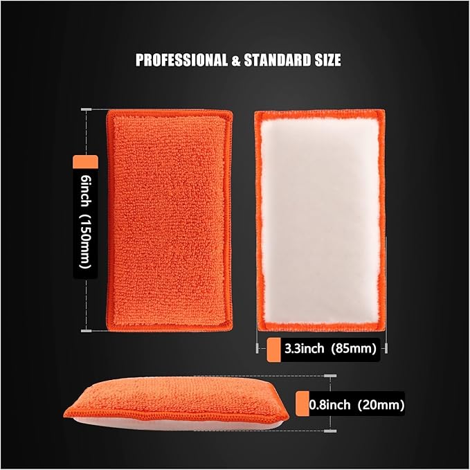 Compatible for Car Interior Scrubbing Washing Sponge Microfiber Wax Applicator Different Sides Hand Waxing Pads