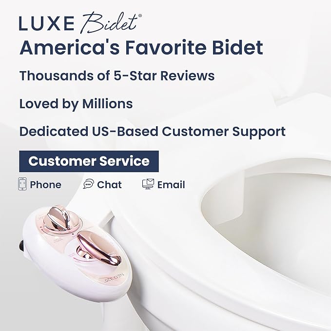 LUXE Bidet NEO 320 - Warm Water, Dual Nozzle, Self-Cleaning, Non-Electric Bidet Attachment for Toilet Seat, Adjustable Water Pressure, Rear & Feminine Wash (Rose Gold)