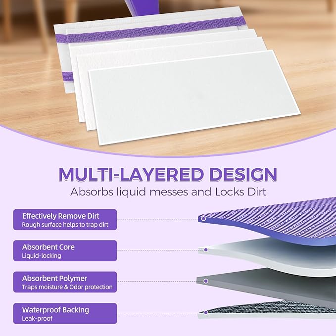 100Pcs Disposable Mop Pads Refills, Compatible with Swiffer WetJet, Thick Dry/Wet Floor Cleaning Pads for Hardwood, Tile & Laminate