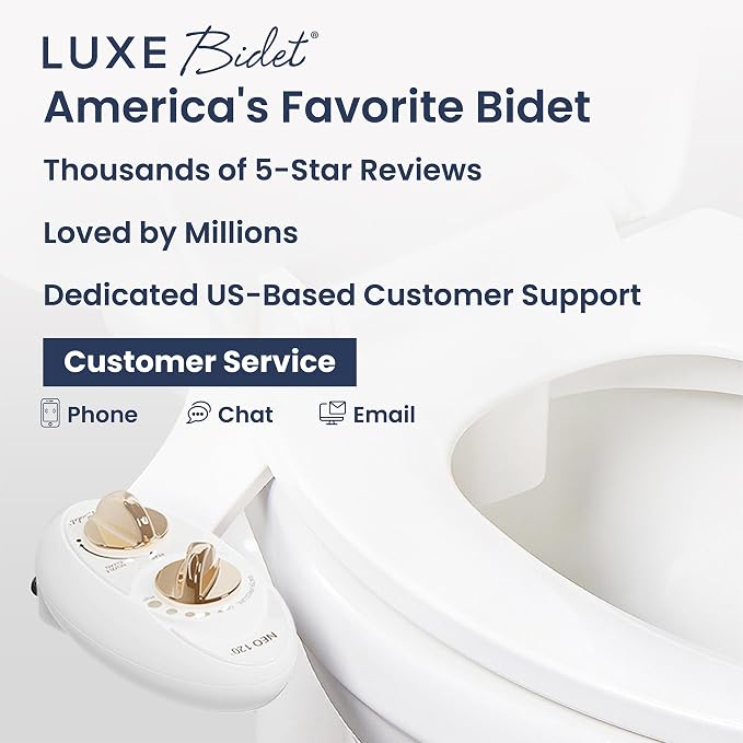 LUXE Bidet NEO 120 - Single Nozzle, Self-Cleaning, Non-Electric Bidet Attachment for Toilet Seat, Adjustable Water Pressure, Rear Wash (Gold)