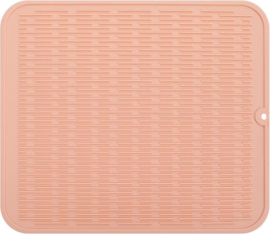 MicoYang Silicone Dish Drying Mat for Multiple Usage,Easy clean,Eco-friendly,Heat-resistant Silicone Mat for Kitchen Counter or Sink,Refrigerator or Drawer Liner Pink XL 18 inches x 16 inches