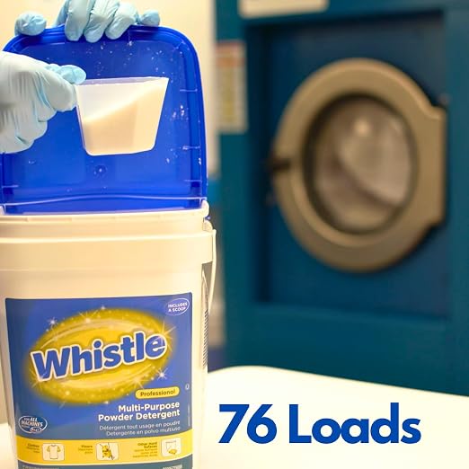 Diversey Whistle Multi-Purpose Laundry Detergent for Regular & High-Efficiency (HE) Machines, Commercial Bulk Fabric & Floor Cleaner, Powder with Fresh Citrus Scent, 19-Pounds