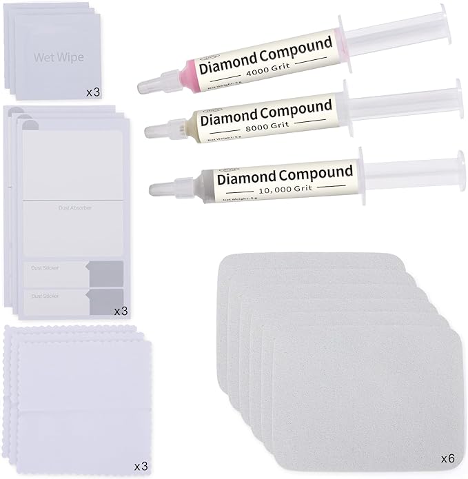Scratch Remover for Phone Screen, Watches & Tablets, Safe, Touch-Friendly, Watch Scratch Remover Kit Includes 3 Diamond Polishing Compounds, 6 Polishing Cloths & 3 Cleaning Wipes