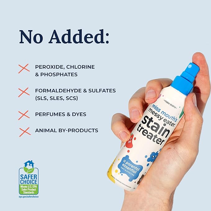 Miss Mouth's Messy Eater Stain Treater - 4oz 2-Pack & 16oz Spray Bottle - Laundry Spot Cleaner for Clothes, Carpet & Upholstery - Baby Stain Remover
