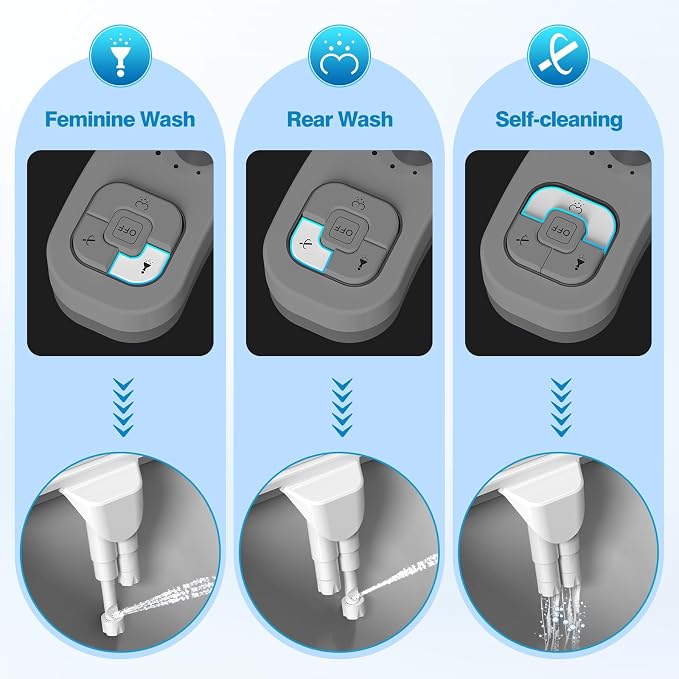 Non-Electric Bidet Attachment for Toilet, Ultra Slim Hot & Cold Water Bidet with Self-Cleaning Nozzle, Adjustable Water Pressure, Warm Water Feminine & Rear Wash (Requires Hot Water Line)