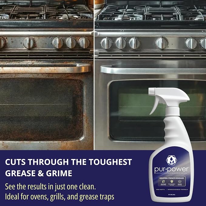 EvaClean PurClean & PurPower – Ready to Use, 1 All Purpose Cleaner & 1 Heavy Duty Degreaser, 32 FL Oz. Each, Biodegradable, Non-Butyl, Multi-Surface Cleaning & Degreasing for Facilities & Industry