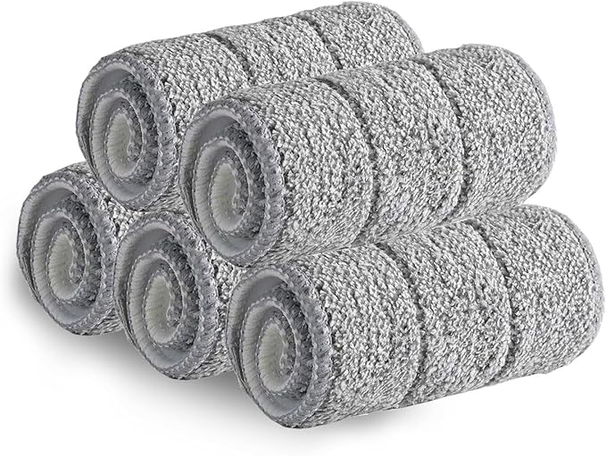 24 inch Mop Pad Refills, 5 Pack Washable Microfiber Replacement Heads, Commercial Grade Reusable, Perfect for Hardwood Floors, Tile Floors, Kitchen Cleaning, and More