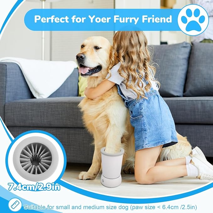 Electric Dog Paw Cleaner, Automatic Rotating Silicone Brush, USB Rechargeable Pet Foot Washer Cup, Portable Grooming Cleaning Tool for Small Medium Dogs & Cats | Automatic Rotating Cleaning Soft Silicone Bristles USB Rechargeable IPX7 Waterproof Detach...