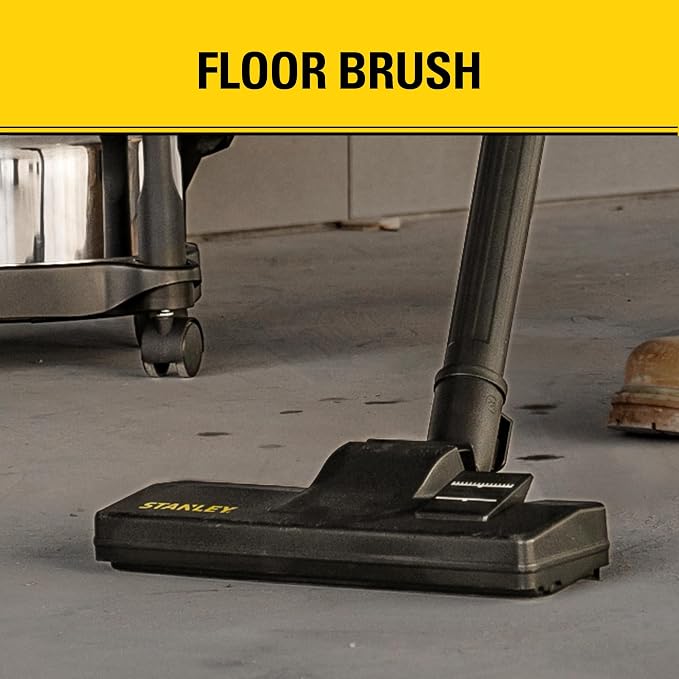 STANLEY Wet Dry Vacuum 5 Gallon with 4 HP Powerful Motor Suction,Stainless Steel Shop Vacuum Portable Wet Dry Vac for Jobsite, Workshop, Garage, Basement SL18130