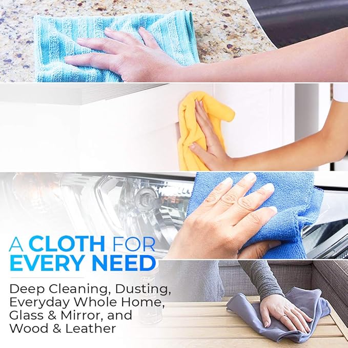 Fuller Brush Shine Bright Microfiber Cloths – 3-Pack, 16" x 16" Streak-Free Cleaning for Glass, Mirrors & Appliances – Lint-Free, Super Absorbent, Reusable