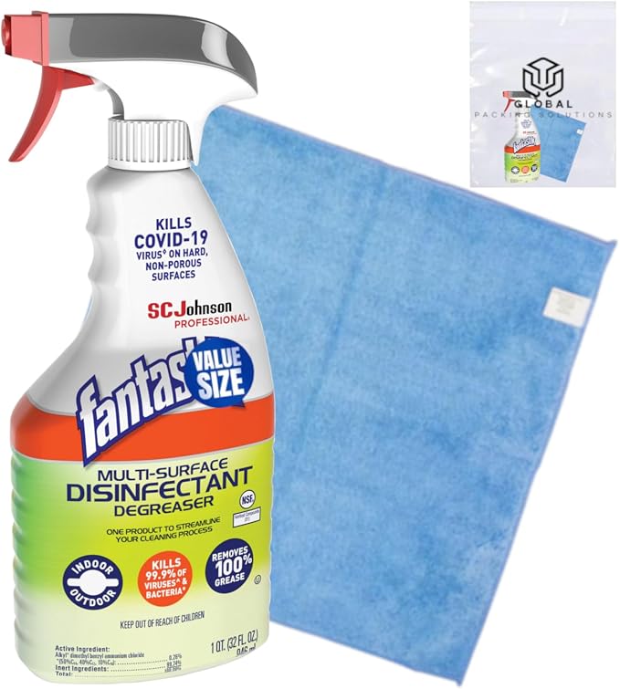 Fantastic Multi Surface Degreaser 32 Fl Oz, Herbal Scent, bundled with Micro Fiber Cloth