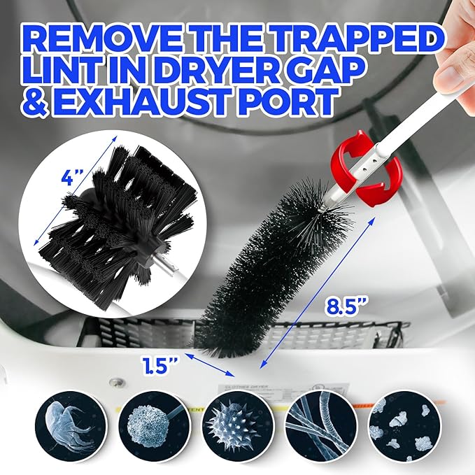 Holikme 30 Feet Dryer Vent Cleaner Kit, Flexible Lint Brush with Drill Attachment, Fireplace Chimney Brushes Extends Up to 30 Feet for Easy Cleaning, Use with or Without a Power Drill