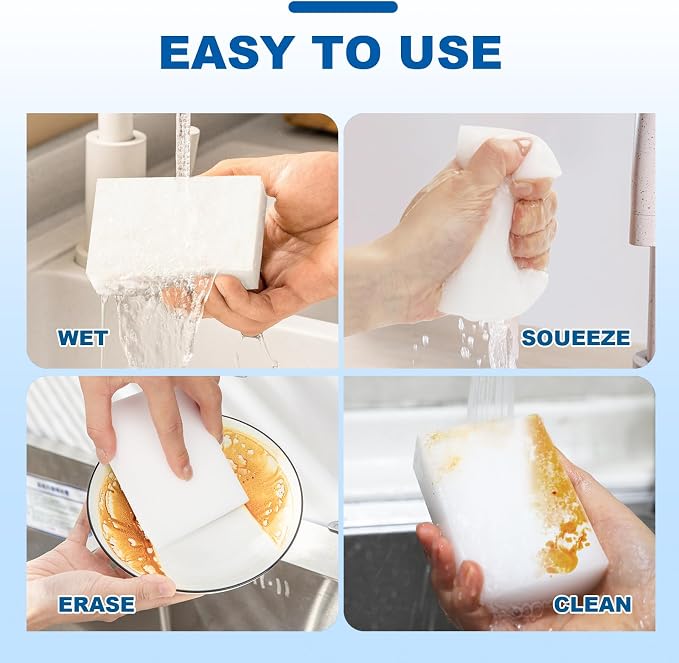 21-Pack Extra-Thick Melamine Sponges – 3.94" × 2.76" × 1.18" Durable Kitchen & Bathroom Cleaning Pads – Powerful, Non-Scratch, Water-Activated Magic Sponge