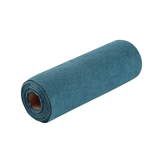 Restaurantware-Clean Tek Professional 11.8 x 11.8 Inch Microfiber Towel Rolls, 30 Reusable Towel Rolls - 30 Tear Away Sheets Per Roll, Perforated, Teal Microfiber Cloth, For All The Cleaning Tasks