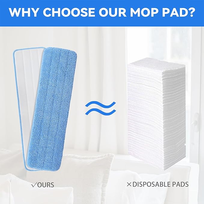 Microfiber Mop Pad for Rubbermaid Commercial 20 Inch Mop Head - 8 Pack Wet & Dry Commercial Cleaning Refills Reusable Mop Refills Fit for Any Microfiber Flat Mop System 18" to 21"