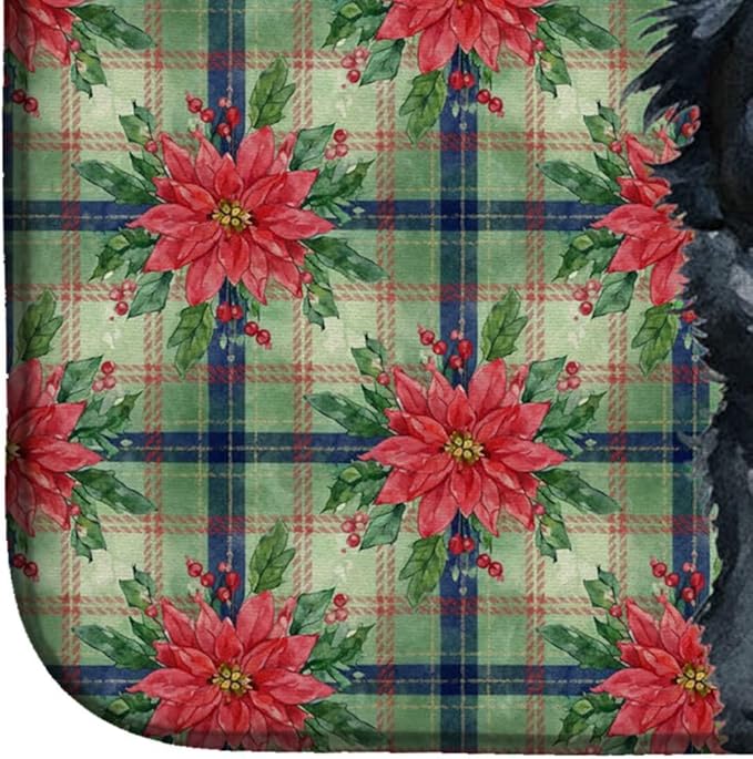 Caroline's Treasures Schipperke Christmas PoinsettIas Dish Drying Mat Absorbent Dish Drying Mat Pad for Kitchen Counter Dish Drainer Mat for Countertop, 14 x 21", Multicolor