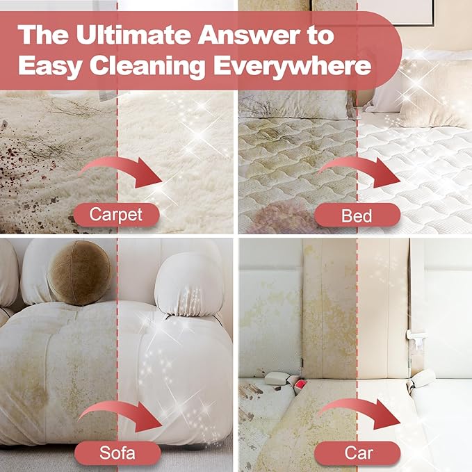 Upholstery Carpet Cleaner, MUJERBAY® 12Kpa Portable Spot and Stain Cleaner, Easy Move with Universal Wheels & Handle, 1.18-inch Deep Cleaning Machine for Couch, Stairs, Car and Pet Messes. Green