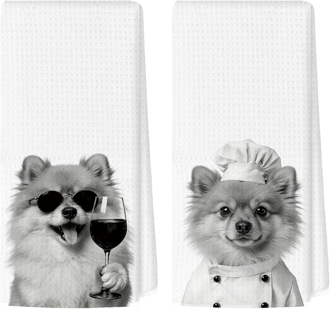 Funny Labrador Kitchen Towels Set of 2, Dog Kitchen Bar Accessories, Dog Chef Gifts for Women Decorative Hand Towels for Kitchen Decor, Labrador Lovers Dish Tea Towel, 16x24 Inch
