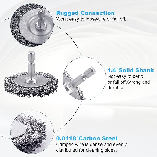 Rocaris 82 Pack Carbon Steel Wire Wheel Brush, Cup Brush, Wheel Brush, Pen Brush Set with 1/4-Inch Shank for Rust Removal, Corrosion and Scrub Surfaces, Grey