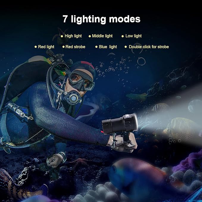 Dive Light, Diving Flashlight 18000 Lumen IPX8 Waterproof Diving Torch Scuba Dive Lights 500M Underwater LED Flashlight Submersible Lights