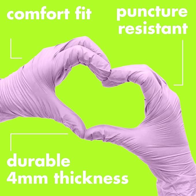 Colortrak Disposable Nitrile Gloves, Pink, Luminous Collection Lilac Frost Latex-Free, Powder-Free Hair Color Gloves for Chemical Processing & Salon Services, 100 Count, Medium