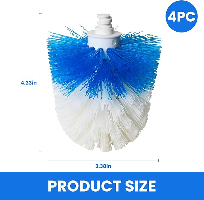Toilet Brush Refills for OXO Toilet Brush Only, 4 Pack Toilet Brush Replacement Head, Blue & White, Nylon & Plastic Material Bristles