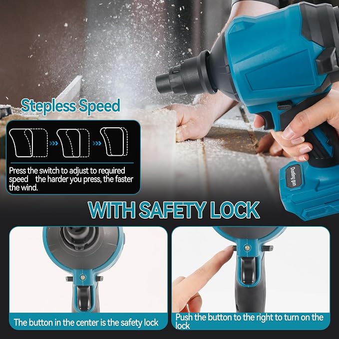 Cordless Dust Blower for Makita 18V Battery(Tool Only), Air Duster Compressed Air Mattress Pump,447MPH 40000RPM for Car,Garages,Sawmill Room,Workshop Cleaning (for Makita 18V Battery)
