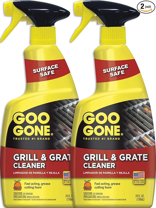 Goo Gone Grill and Grate Cleaner Spray (2 Pack) Cleans and Degreases BBQ Cooking Grates and Racks, Pellet and Electric Smokers- 24 Ounce