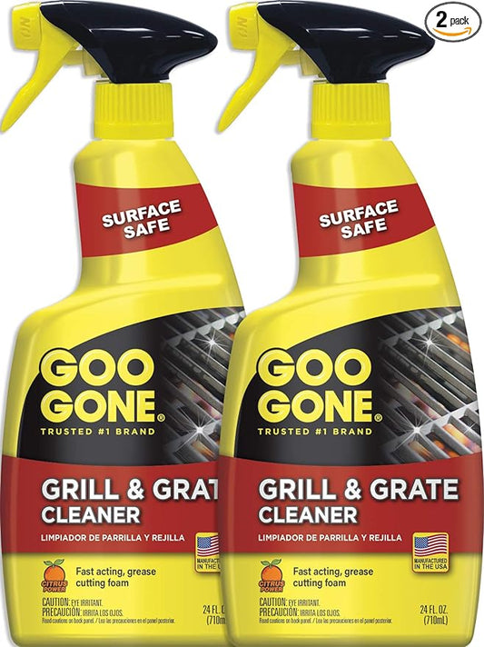Goo Gone Grill and Grate Cleaner Spray (2 Pack) Cleans and Degreases BBQ Cooking Grates and Racks, Pellet and Electric Smokers- 24 Ounce