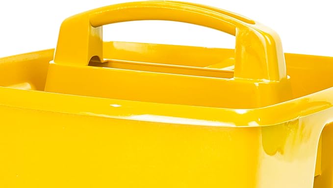 Storex 3-Compartment Small Caddy – Multipurpose Classroom Organizer with Handle, Lemon, 6-Pack (00950A06C)
