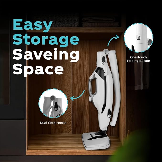 10-in-1 Steam Mops for Floor Cleaning, 302℉ Detachable Handheld Steam Cleaner with 400ml Water Tank and 26.25ft Power Cord, Folding Steamer Mop for Hardwood and Tile Floors, Silver & White