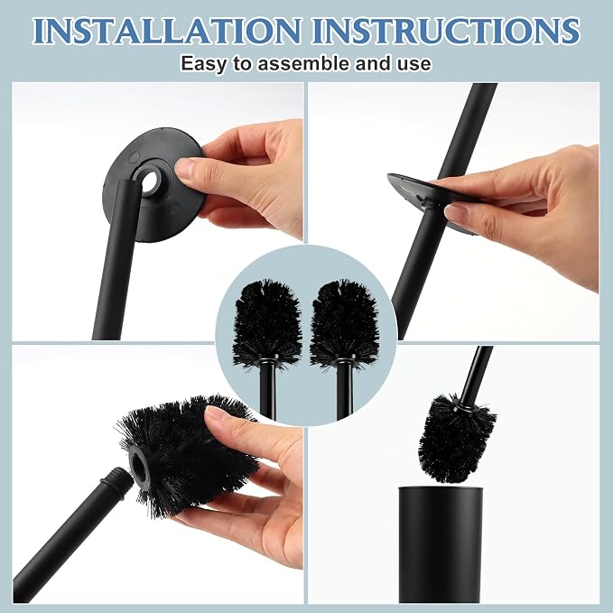 Stainless Steel Toilet Brush,Toilet Bowl Brush and Holder Set,Scratch Resistant Stainless Steel Toilet Brush with Long Handle,Toilet Cleaners with Replacement Head & Removable Inner Bowl,Space Saving