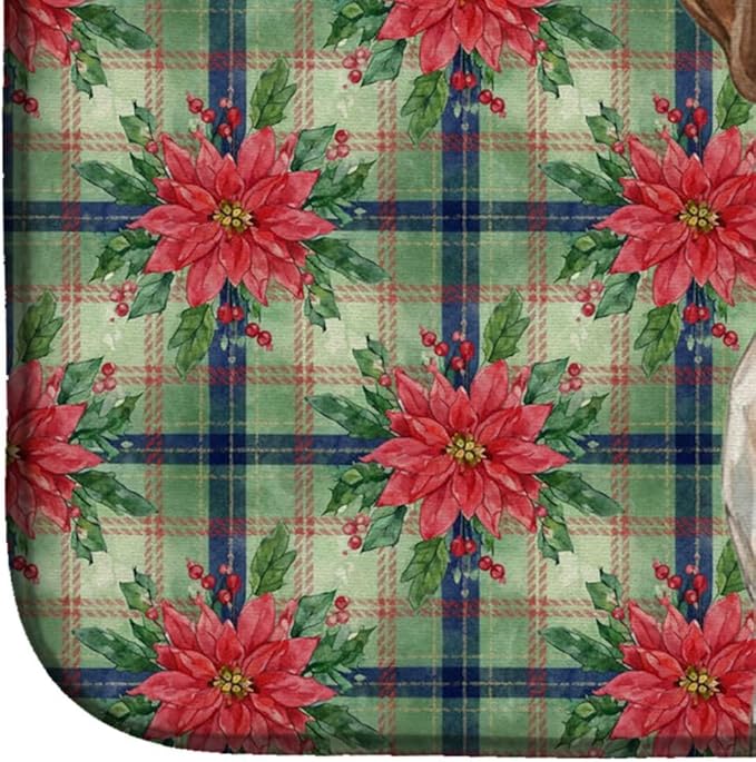 Caroline's Treasures German Shorthaired Pointer Christmas PoinsettIas Dish Drying Mat Absorbent Dish Drying Mat Pad for Kitchen Counter Dish Drainer Mat for Countertop, 14 x 21", Multicolor