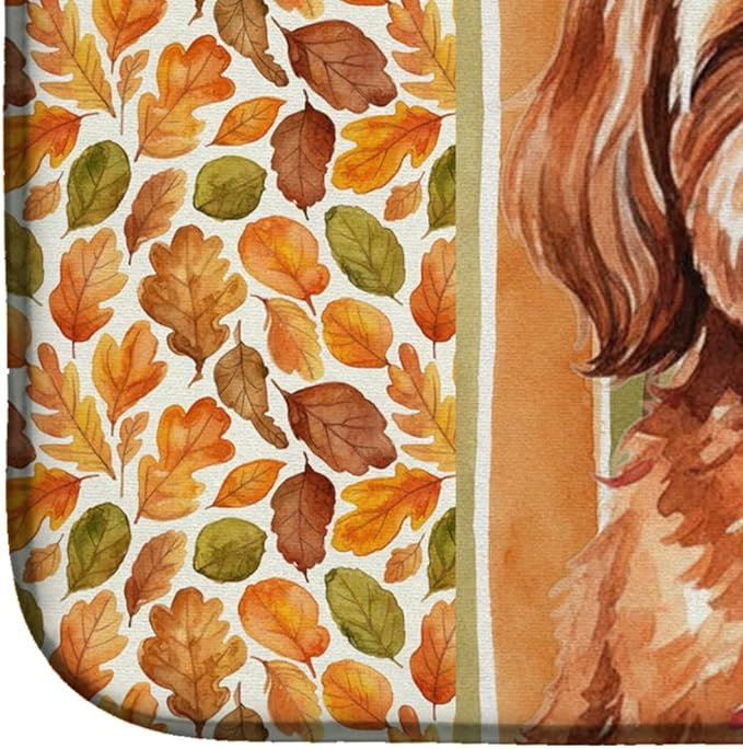 Caroline's Treasures Red Lhasa Apso Heirloom Fall Dish Drying Mat Absorbent Dish Drying Mat Pad for Kitchen Counter Dish Drainer Mat for Countertop, 14 x 21", Multicolor