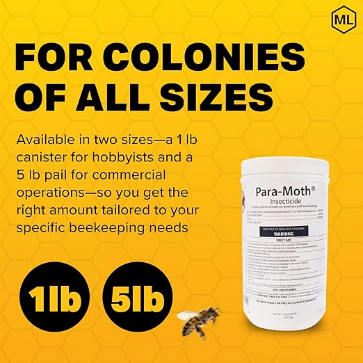 Mann Lake para-Moth, Bee Super Wax Moth Treatment, Protection for Your Bee Equipment, Preserve Hive Quality, Maximize Seasonal Productivity, 1 Lb Canister