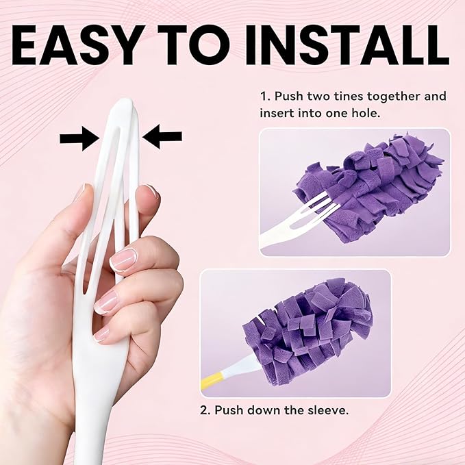 Duster Refill for Swiffer Duster, 50 Count Heavy Duty Duster Refills with 2 Handle & 6 Pack Reusable Duster Refill for Swiffer Duster Extended Handle for Cleaning