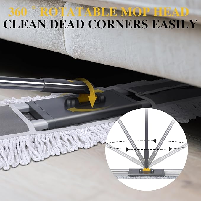 Masthome 36" Commercial Mop with 3 Microfiber Pads & Pedal Spin Mop and Bucket with Wringer Set and 3 Mop Pads - Home & Office Suitable