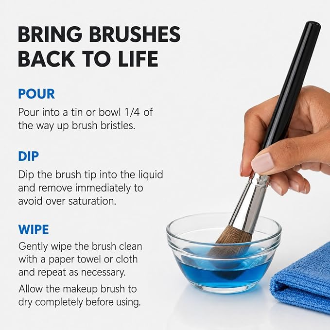 Graftobian Brush Cleaner Solution | Professional Cleanser for Makeup Brushes | Quick-Drying Cleanser for Waterproof Makeup Brushes Removes Cream, Powder & Waterproof Makeup Made in USA 2oz