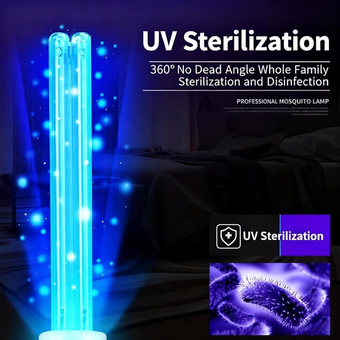 25W UV Light Sanitizer, Ultraviolet Lamp with Remote Control Portable Ultraviolet Light Sanitizer UVC Home Disinfection Device for Home, Room & Kitchen, Ultraviolet Light with 3 Speed Timings