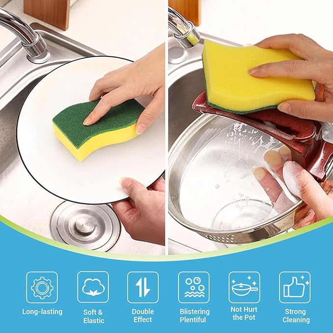 AIDEA Magic Sponges Cleaning Eraser, and Heavy Duty Scrub Sponge，Cleaning Scrub Sponge, Stink-Free Sponge