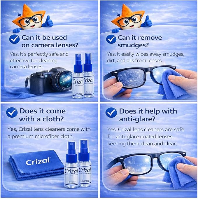 Crizal Eyeglass Lens Cleaning Solution – 2 Pack – Safe for AR-Coated Lenses – Designed & Tested by the AR Coating Experts