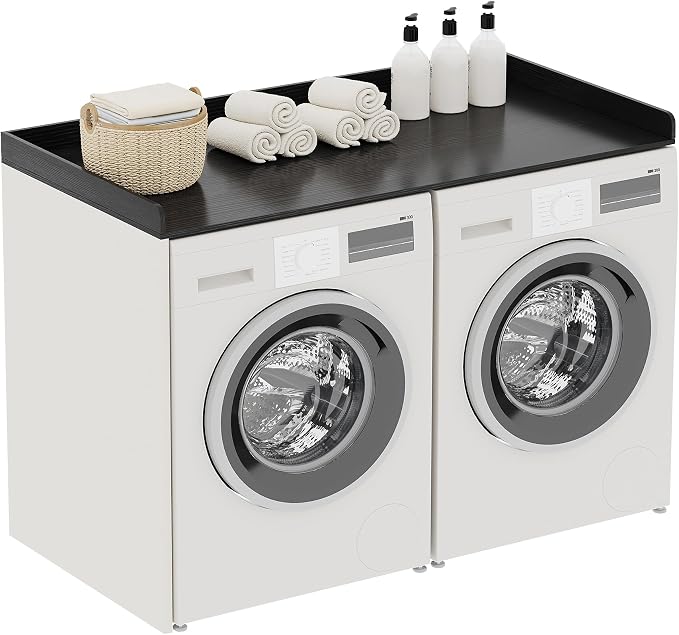 ChooChoo Washer Dryer Countertop, Laundry Room Topper for Folding Clothes and Storage, Over Machine Organizer Table, Black