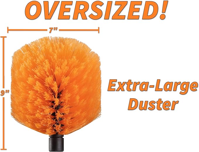 5-to-8 ft Cobweb Duster with Extension Pole // 10+ Foot Reach Spider Web Cleaner Cobweb Brush for Outdoor & Indoor Web Cleaning // Lightweight & Sturdy Telescopic Pole // The Ultimate Dusting Kit