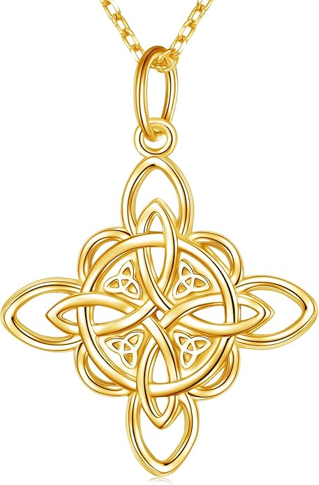 FLYOW 925 Sterling Silver Good Luck Irish Jewelry Celtic Knot Pendant Necklace for Women Birthday Graduation Gift
