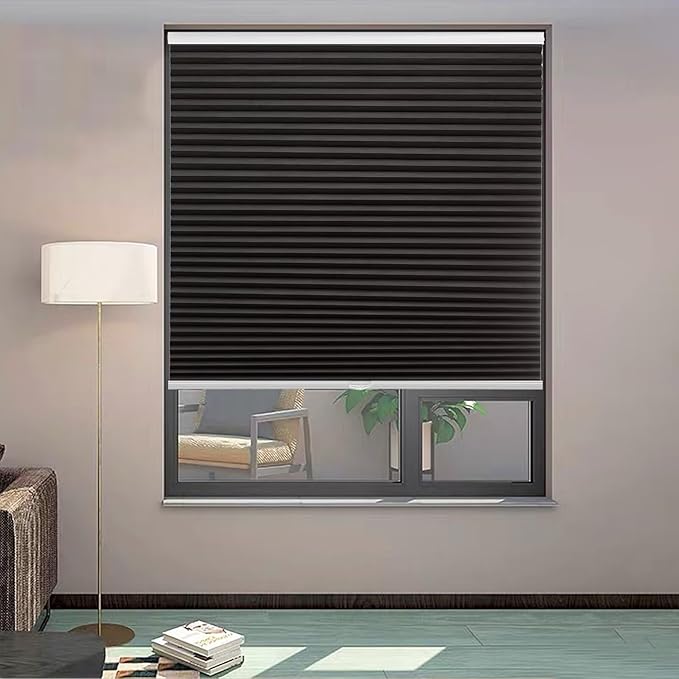 MYshade Cordless Blackout Cellular Shades, 1.5" Honeycomb Window Blinds for Bedroom & Nursery, Thermal Insulated, Noise Reducing, Privacy Shades, Inside or Outside Mount (28" W x 50" H, Black)