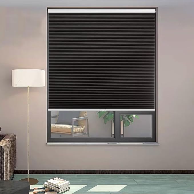 MYshade Cordless Blackout Cellular Shades, 1.5" Honeycomb Window Blinds for Bedroom & Nursery, Thermal Insulated, Noise Reducing, Privacy Shades, Inside or Outside Mount (48" W x 72" H, Black)