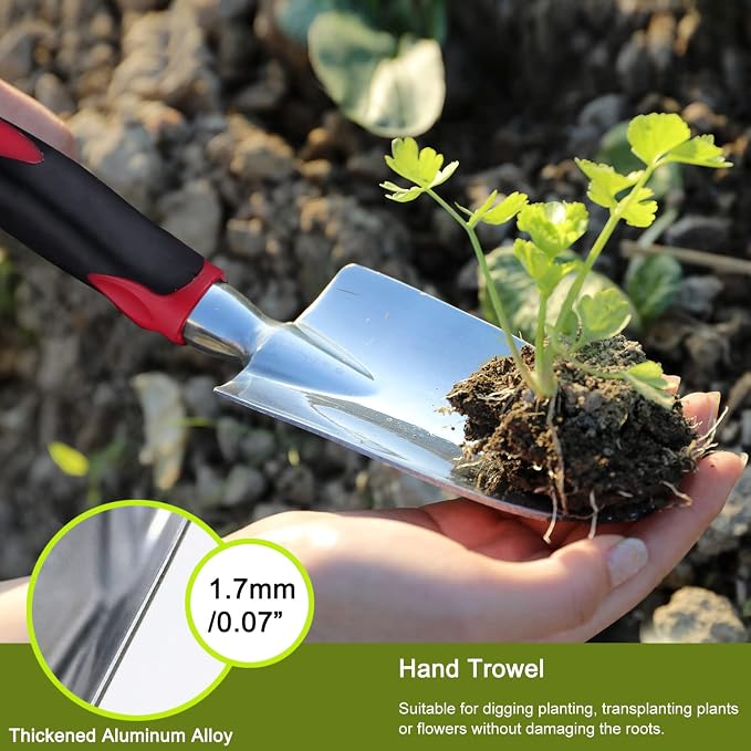 FANHAO 3 Piece Heavy Duty Gardening Tools + Garden Hose Nozzle
