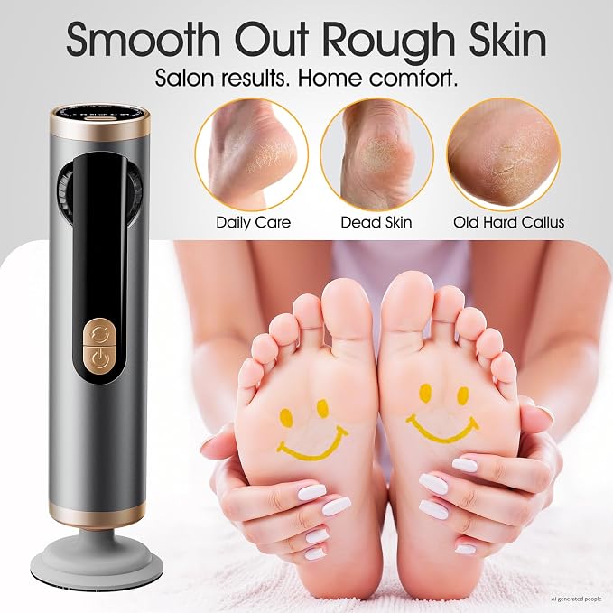 Electric Foot Callus Remover Rechargeable for Dry Foot Skin,FSA&HSA Electric Foot File for Dead Skin & Cracked Heel,Foot Callus Shaver with 2 Detachable Discs & 40 Sanding Papers